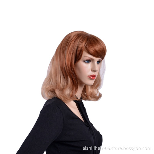 AISHILI hair Wholesale Synthetic Wigs Medium Long Hair Light Brown Natural Wave Wig For Women